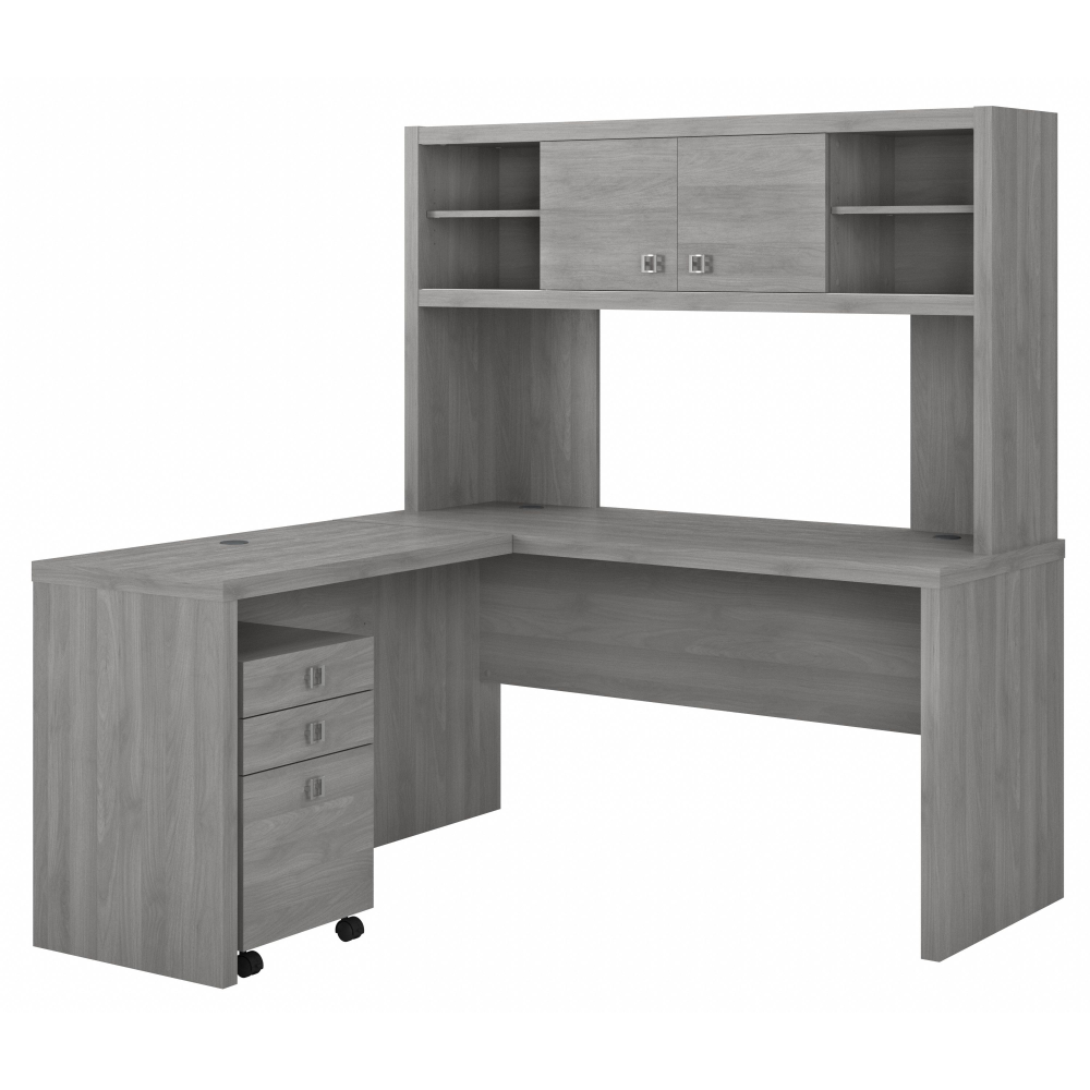 Shop Bush Business Furniture Echo L Shaped Desk with Hutch and Mobile File Cabinet, Image 01, ECH009MG, #color_modern gray