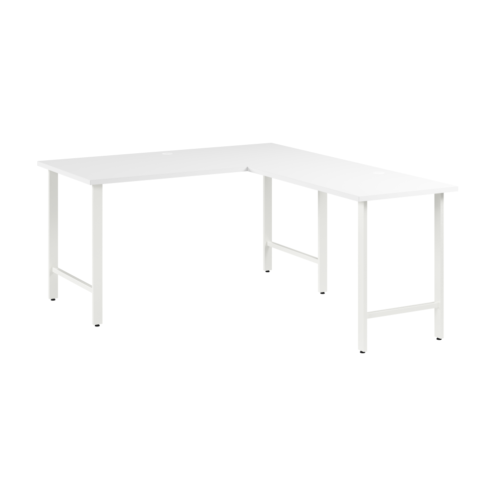 Shop Bush Business Furniture Hustle 60W x 30D L Shaped Computer Desk with Metal Legs, Image 01, HUS003WH, #color_white