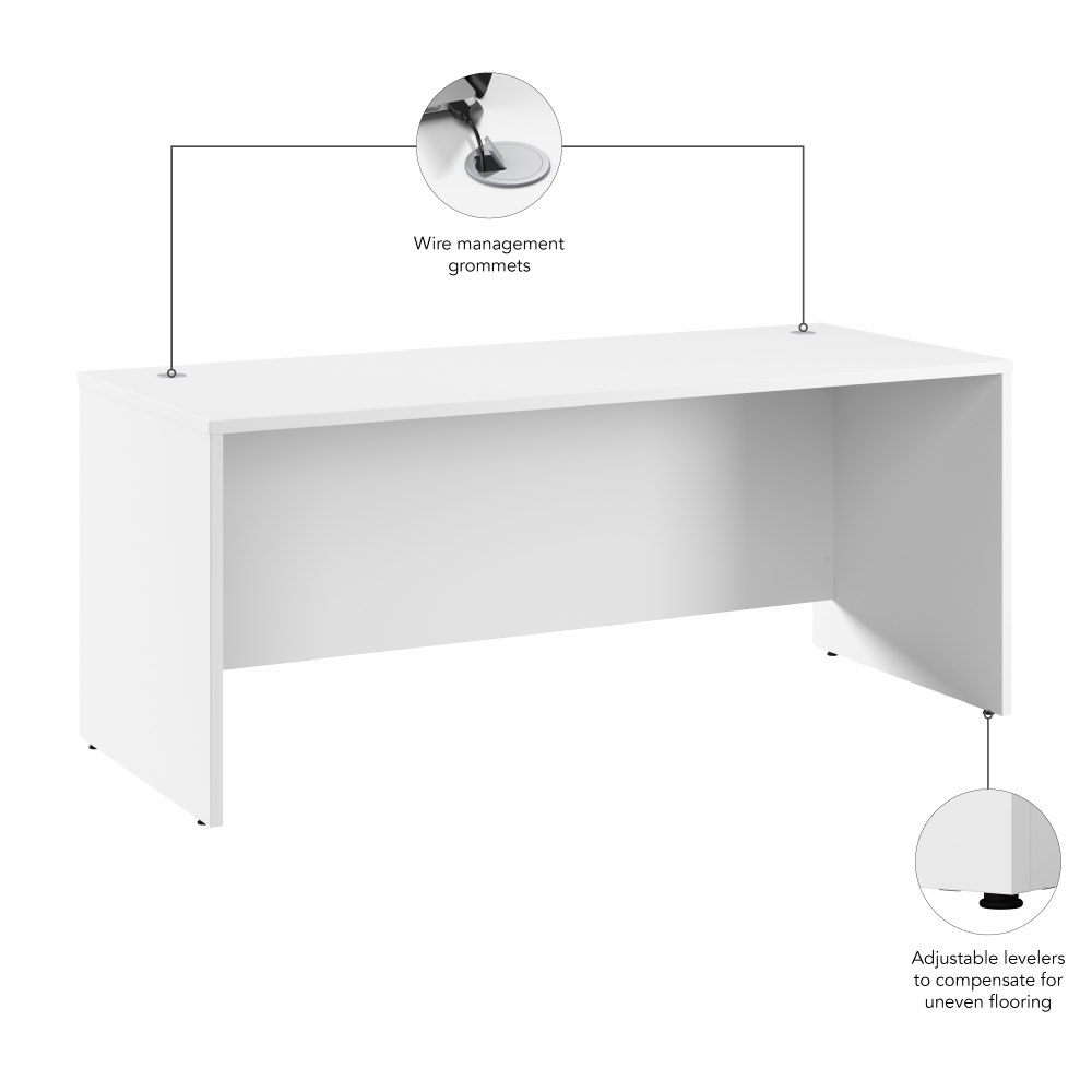 Shop Bush Business Furniture Hampton Heights 72W x 30D Office Desk, Image 06, HHD372WH-Z, #color_white