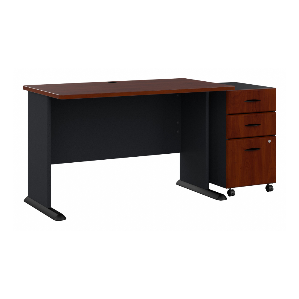 Shop Bush Business Furniture Series A 48W Desk with Mobile File Cabinet, Image 01, SRA025HCSU, #color_hansen cherry/galaxy