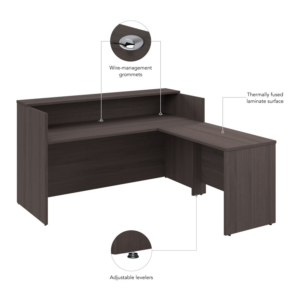 Shop Bush Business Furniture Arrive 72W x 72D L Shaped Reception Desk with Shelf, Image 07, ARV006SG, #color_storm gray