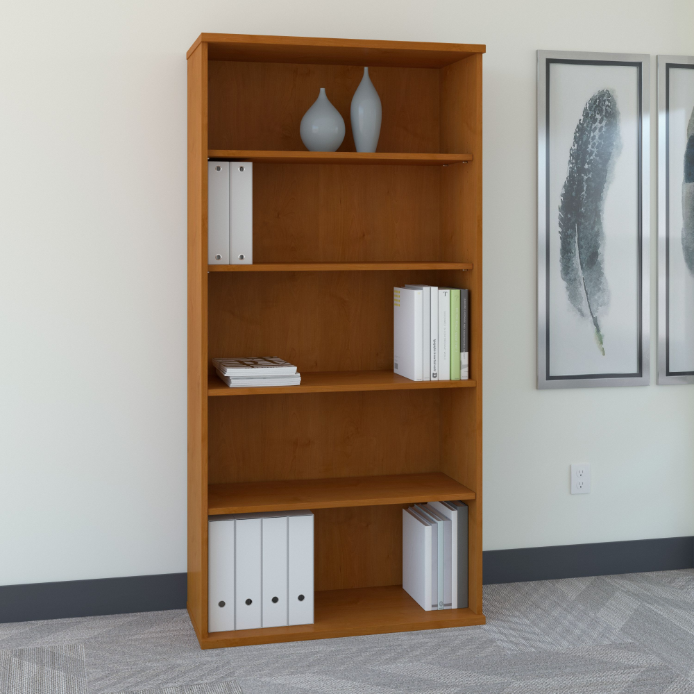 Shop Bush Business Furniture Series C 36W 5 Shelf Bookcase, Image 02, WC72414, #color_natural cherry