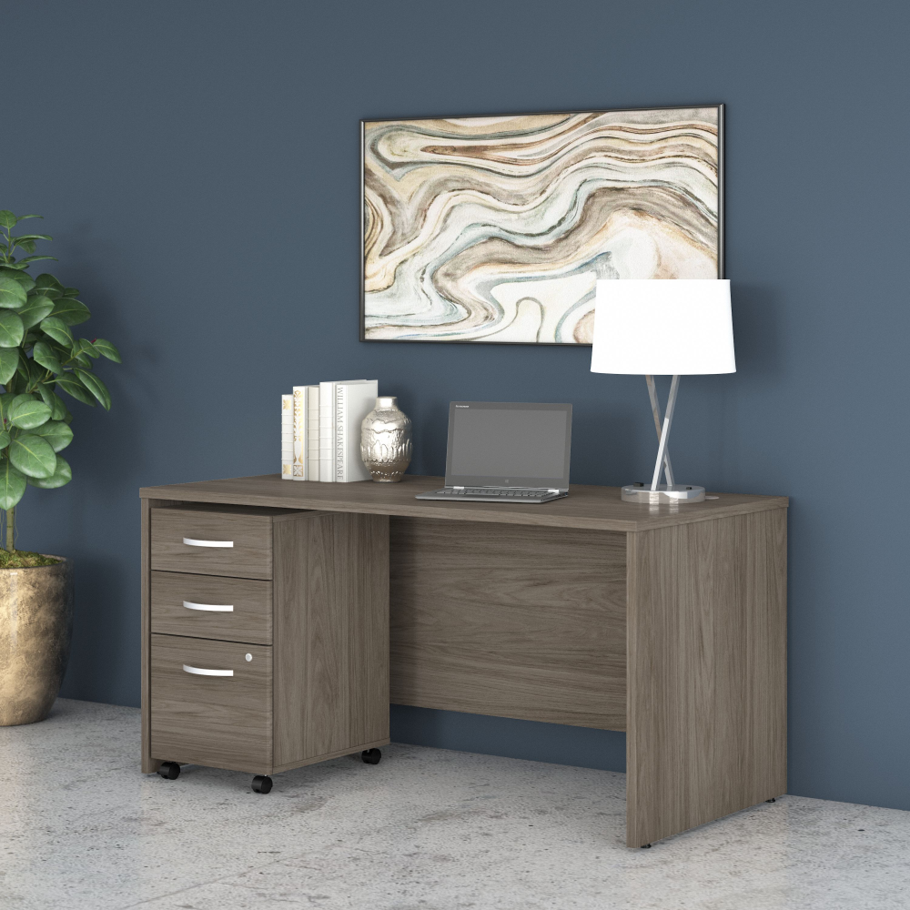 Shop Bush Business Furniture Studio C 60W x 30D Office Desk with Mobile File Cabinet, Image 02, STC014MHSU, #color_modern hickory