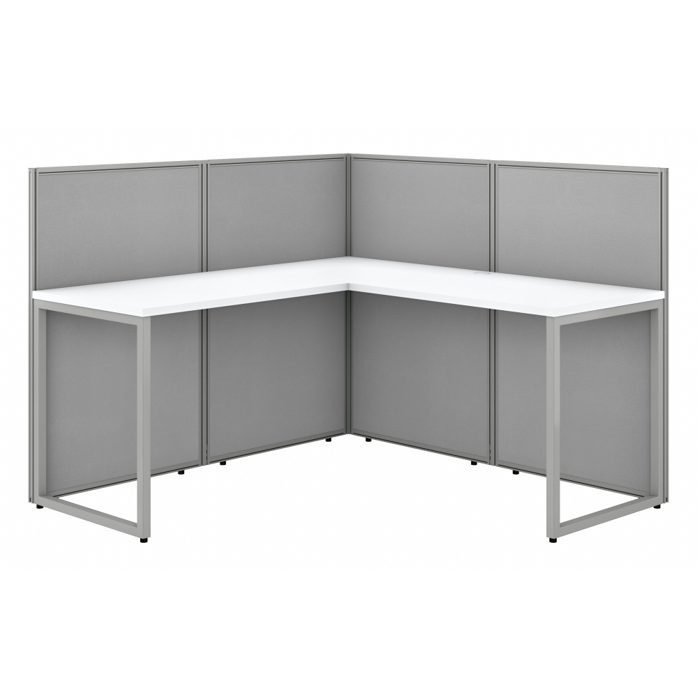 Shop Bush Business Furniture Easy Office 60W L Shaped Cubicle Desk Workstation with 45H Panels, Image 01, EOD360WH-03K, #color_pure white/silver gray fabric