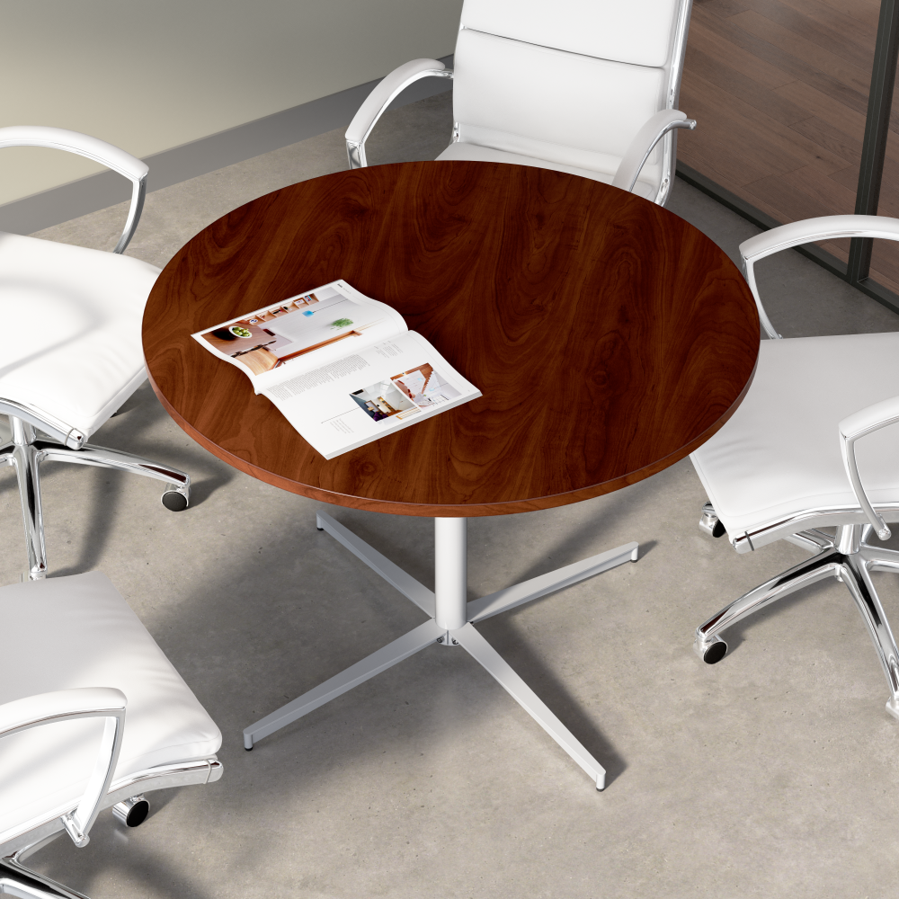 Shop Bush Business Furniture 42-inch Round Conference Table with Metal Base, Image 03, 99XTB42RHC, #color_hansen cherry/cool gray metallic