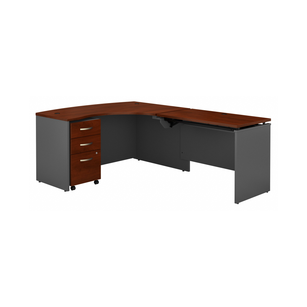 Shop Bush Business Furniture Series C 60W x 43D Right Hand 3 Position Sit to Stand L Shaped Desk with Mobile File Cabinet, Image 03, SRC128HCSU, #color_hansen cherry/graphite gray