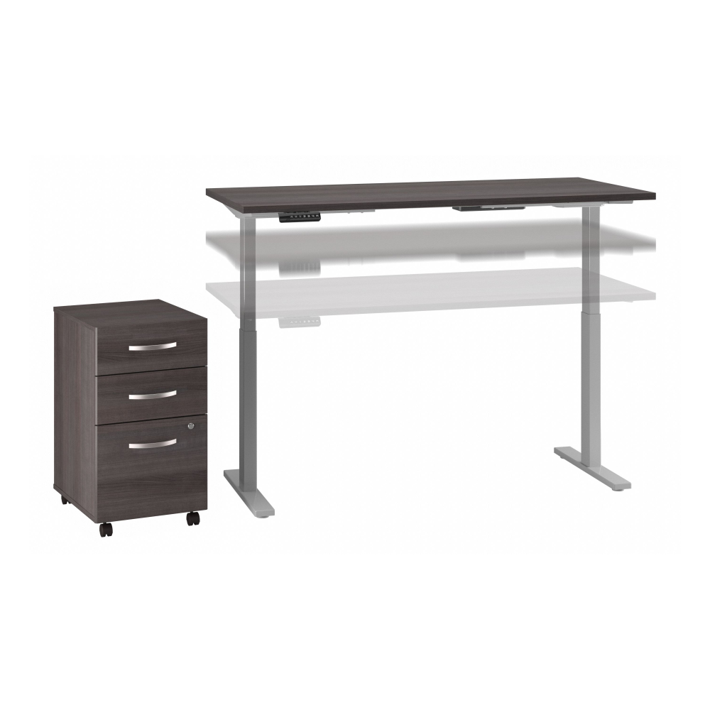Shop Move 60 Series by Bush Business Furniture 60W x 30D Height Adjustable Standing Desk with Storage, Image 01, M6S011SGSU, #color_storm gray/cool gray metallic