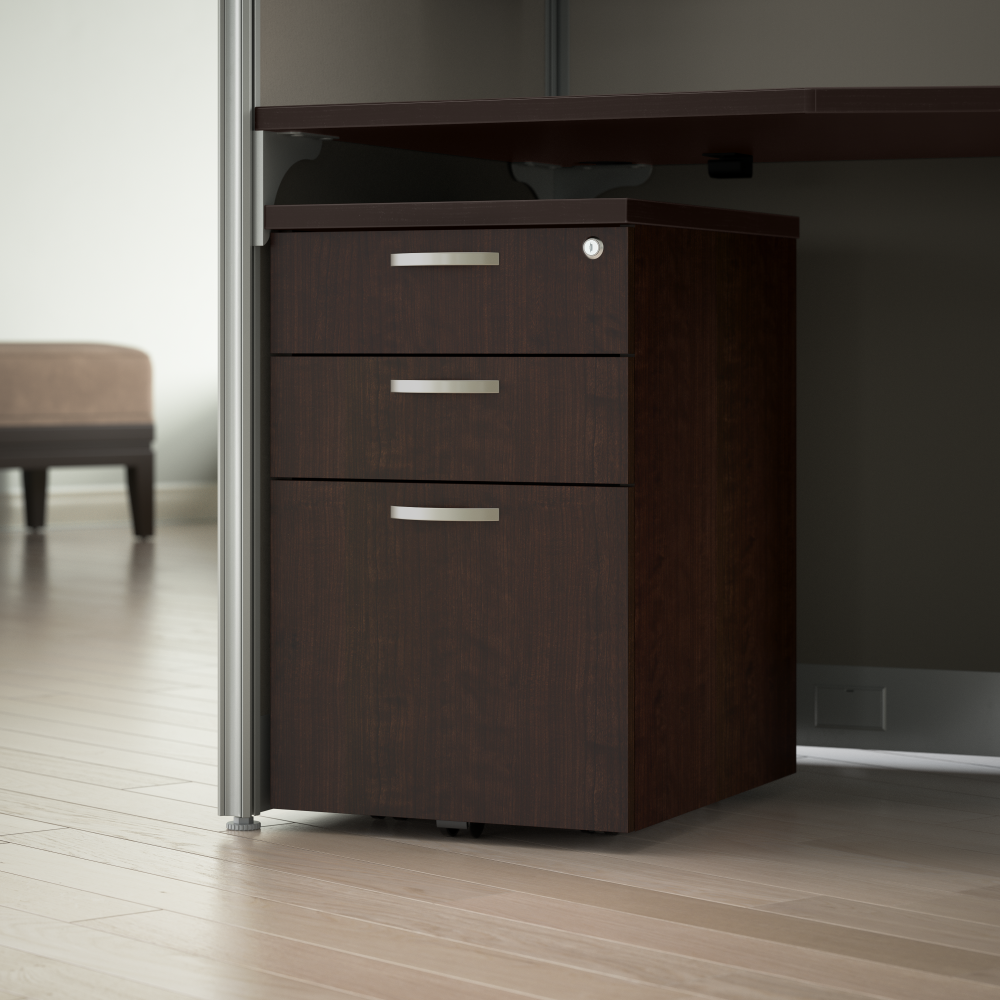 Shop Bush Business Furniture Office in an Hour 3 Drawer Mobile File Cabinet, Image 02, WC36853-03K, #color_mocha cherry