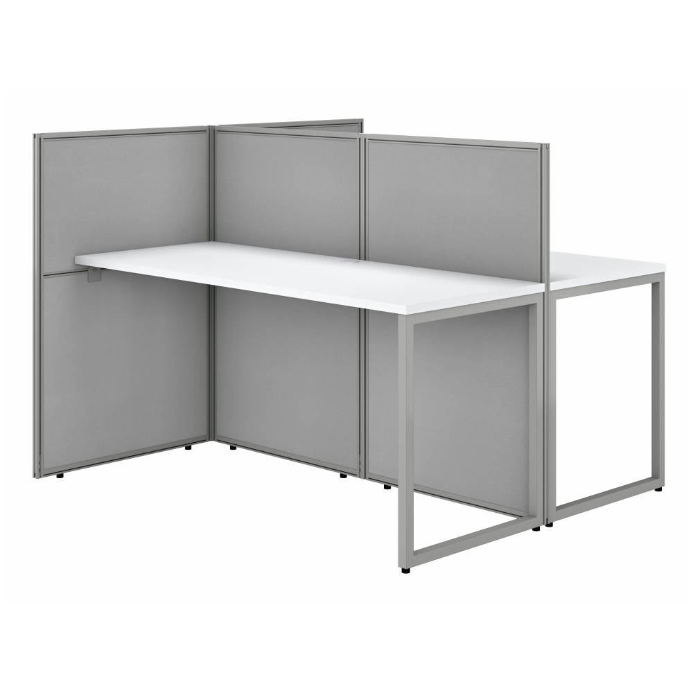 Shop Bush Business Furniture Easy Office 60W 2 Person Cubicle Desk Workstation with 45H Panels, Image 01, EOD460WH-03K, #color_pure white/silver gray fabric