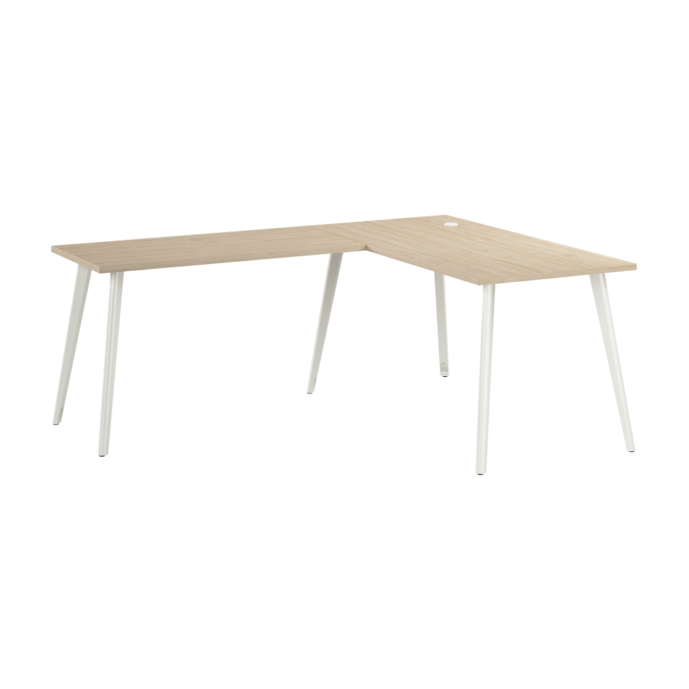 Shop Bush Business Furniture Vista 60W x 30D L Shaped Desk with Splayed Metal Legs, Image 01, VST004NE, #color_natural elm