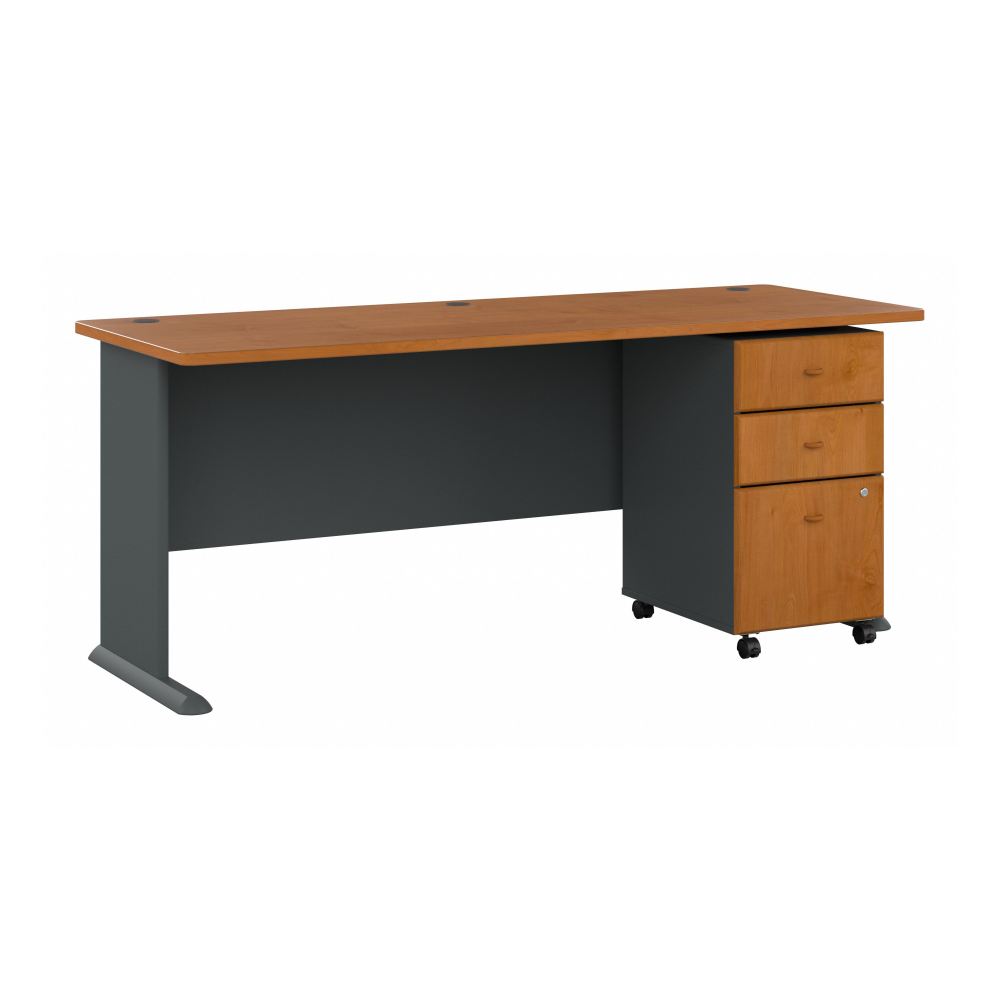 Shop Bush Business Furniture Series A 72W Desk with Mobile File Cabinet, Image 01, SRA013NCSU, #color_natural cherry/slate