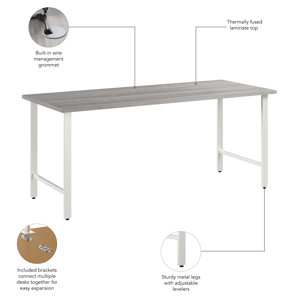 Shop Bush Business Furniture Hustle 72W x 30D Computer Desk with Metal Legs, Image 09, HUD272PG, #color_platinum gray