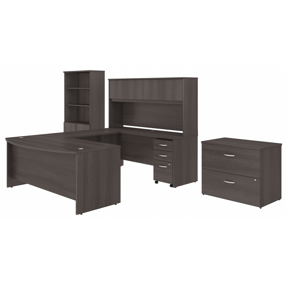 Shop Bush Business Furniture Studio C 72W x 36D U Shaped Desk with Hutch, Bookcase and File Cabinets, Image 01, STC001SGSU, #color_storm gray