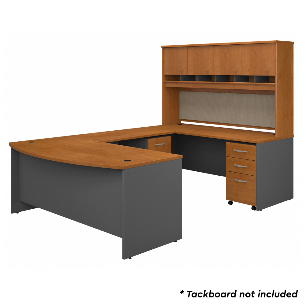 Shop Bush Business Furniture 72W Bow Front U Shaped Desk with Hutch and Storage, Image 03, SRC095NCSU, #color_natural cherry/graphite gray
