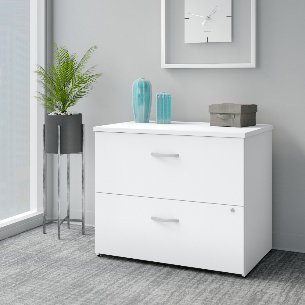 Shop Bush Business Furniture Easy Office 2 Drawer Lateral File Cabinet - Assembled, Image 02, EO109WHSU, #color_white
