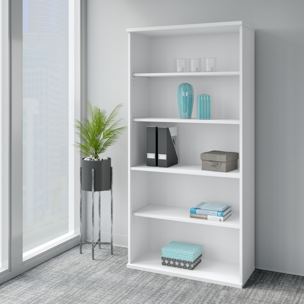 Shop Bush Business Furniture Easy Office 5 Shelf Bookcase, Image 02, EO105WH, #color_white