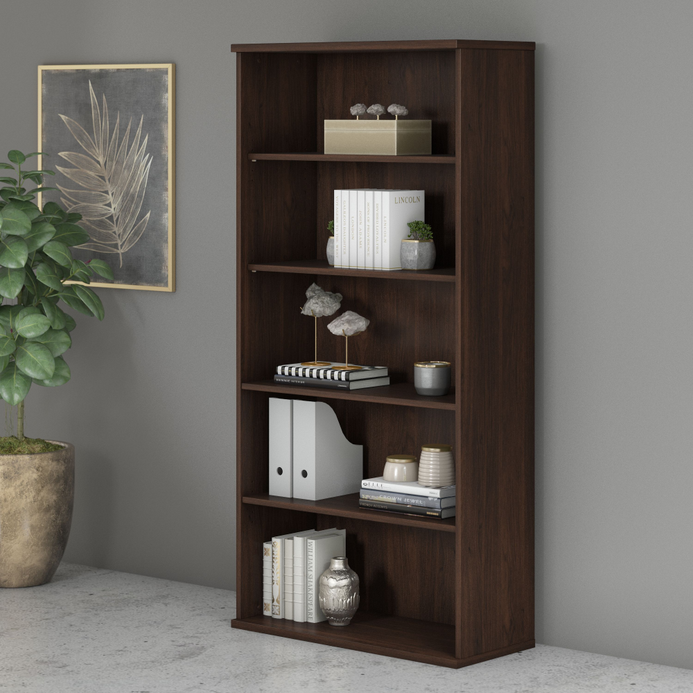 Shop Bush Business Furniture Studio C Tall 5 Shelf Bookcase, Image 02, SCB136BW, #color_black walnut