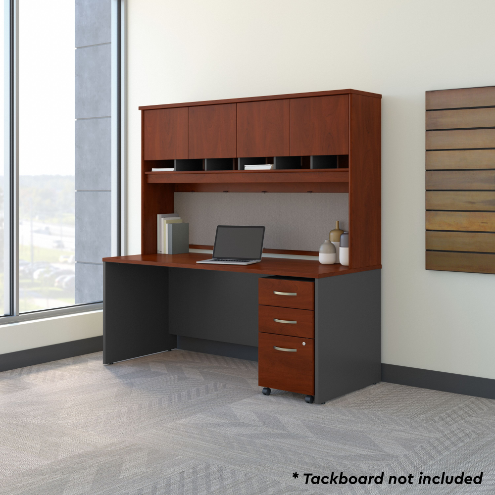 Shop Bush Business Furniture Series C 72W x 30D Office Desk with Hutch and Mobile File Cabinet, Image 02, SRC080HCSU, #color_hansen cherry/graphite gray