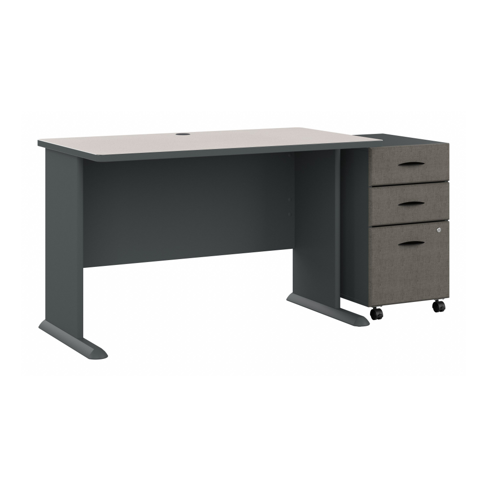 Shop Bush Business Furniture Series A 48W Desk with Mobile File Cabinet, Image 01, SRA025SLSU, #color_slate/white spectrum