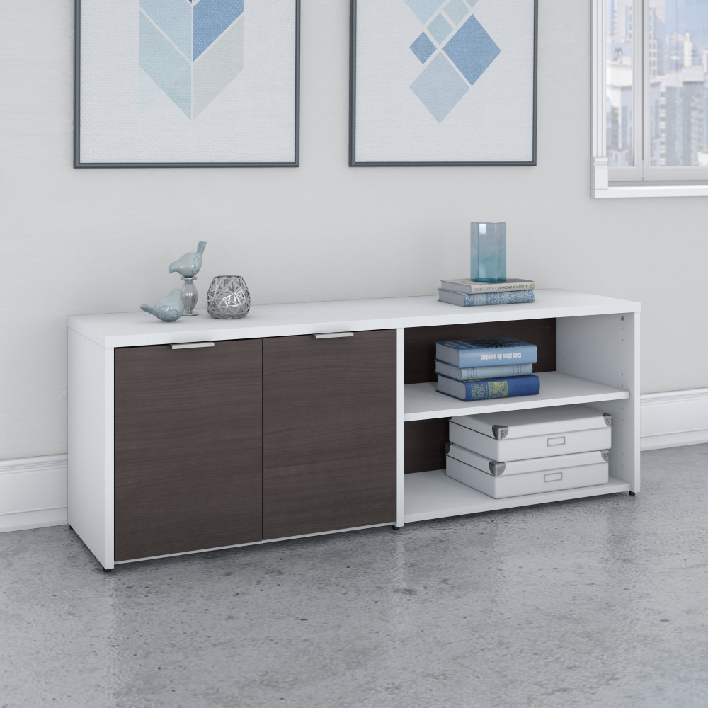 Shop Bush Business Furniture Jamestown Low Storage Cabinet with Doors and Shelves, Image 02, JTS160SGWH, #color_storm gray/white