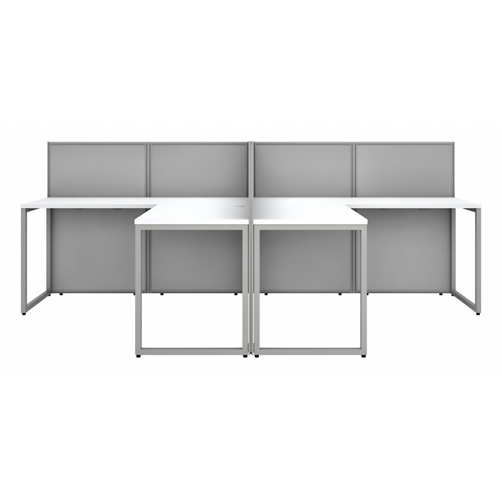 Shop Bush Business Furniture Easy Office 60W 4 Person L Shaped Cubicle Desk Workstation with 45H Panels, Image 03, EOD760WH-03K, #color_pure white/silver gray fabric