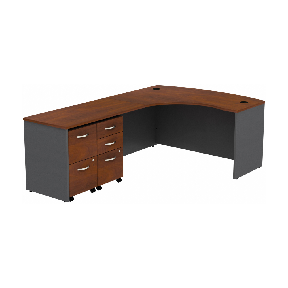 Shop Bush Business Furniture Series C Bow Front Left Handed L Shaped Desk with 2 Mobile Pedestals, Image 01, SRC034HCLSU, #color_hansen cherry