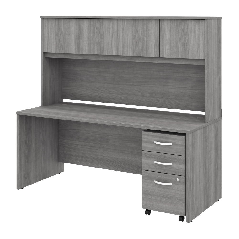 Shop Bush Business Furniture Studio C 72W x 30D Office Desk with Hutch and Mobile File Cabinet, Image 01, STC011PGSU, #color_platinum gray