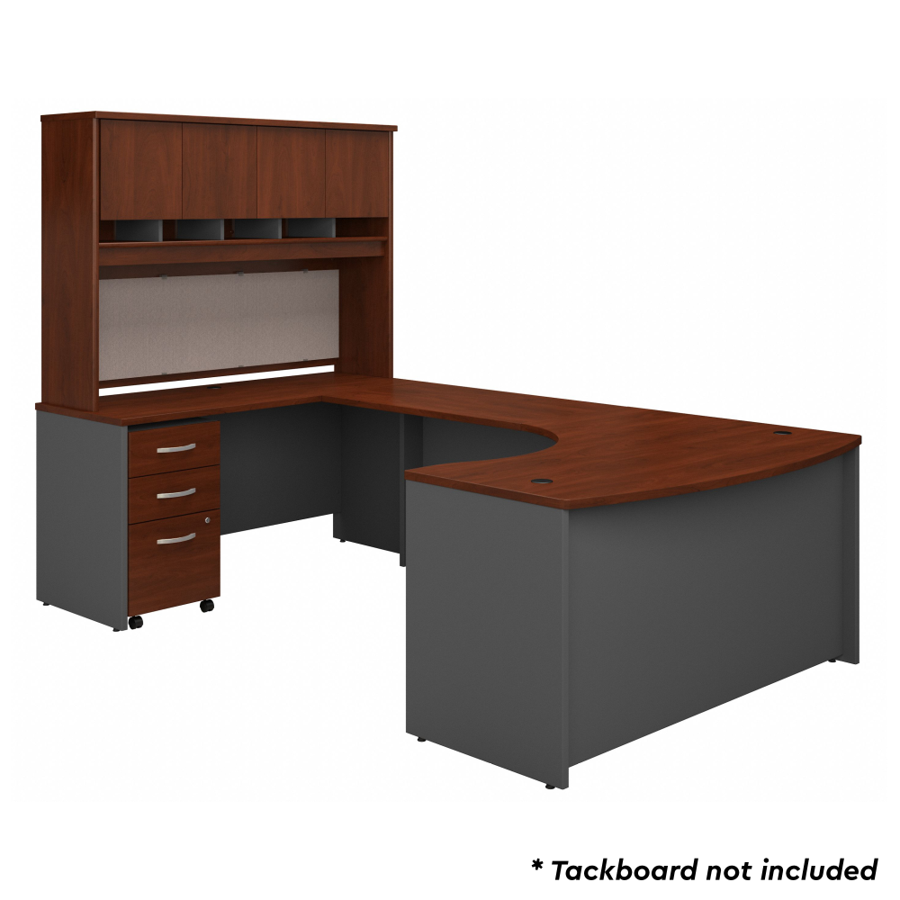 Shop Bush Business Furniture Series C 60W Left Handed Bow Front U Shaped Desk with Hutch and Storage, Image 03, SRC093HCSU, #color_hansen cherry/graphite gray