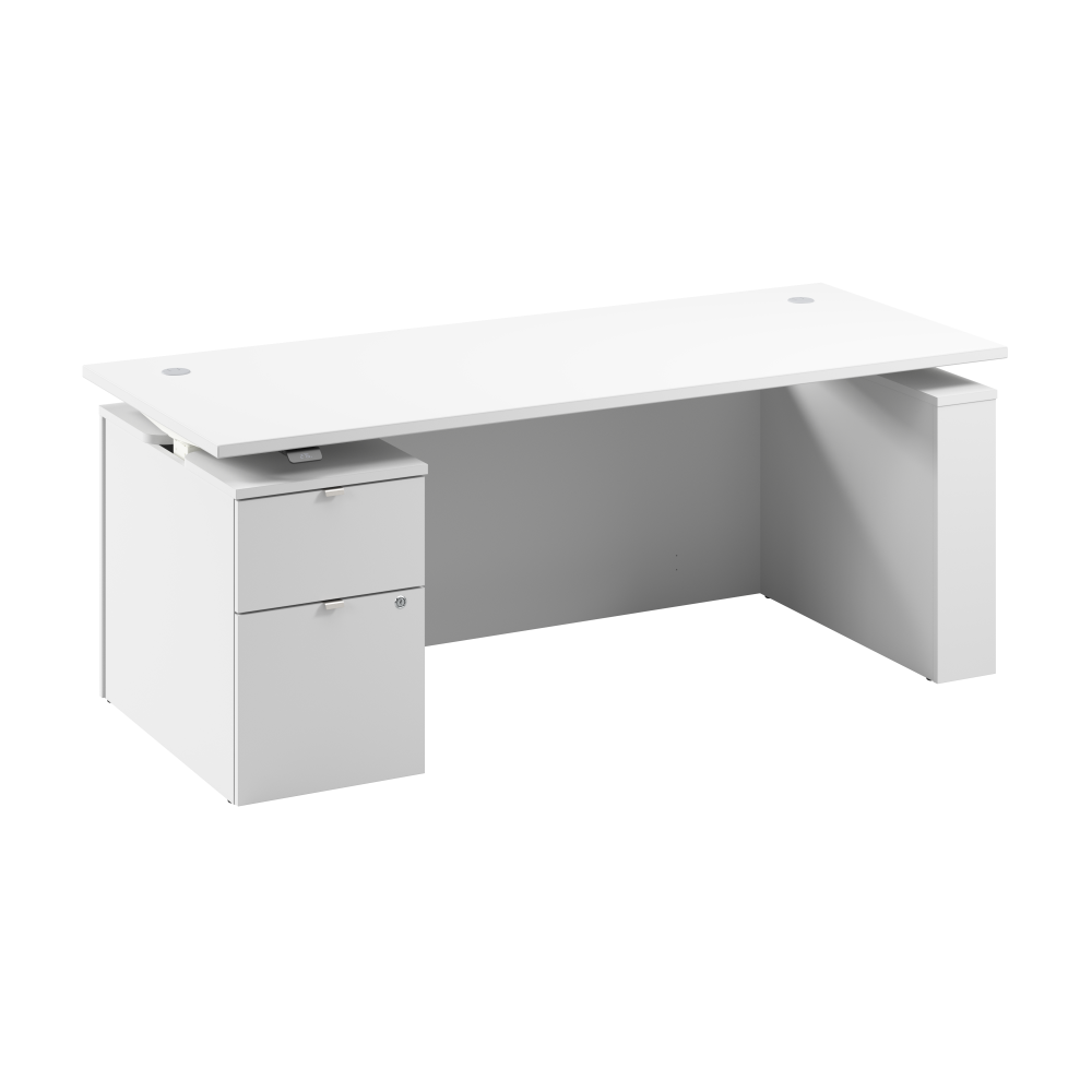 Shop Bush Business Furniture Stratus 72W x 30D Eletric Height Adjustable Standing Desk with File Cabinet, Image 01, SUT008WH, #color_white