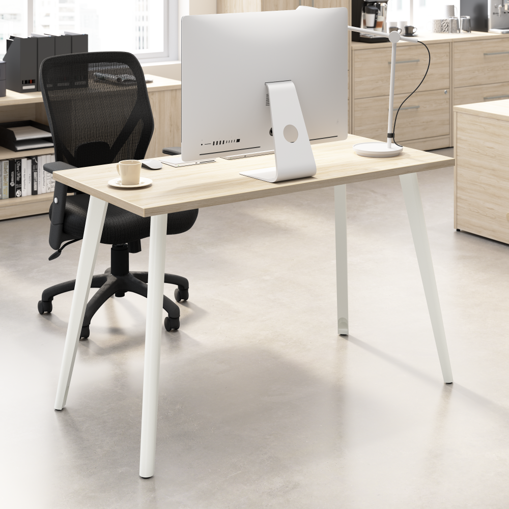 Shop Bush Business Furniture Vista 48W x 24D Computer Desk with Splayed Metal Legs, Image 02, VSD148NE, #color_natural elm