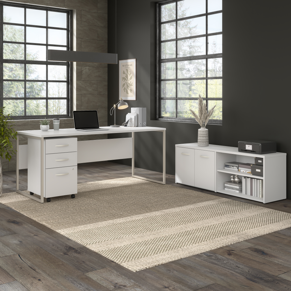 Shop Bush Business Furniture Hybrid Low Storage Cabinet with Doors and Shelves, Image 04, HYS160WH-Z, #color_white