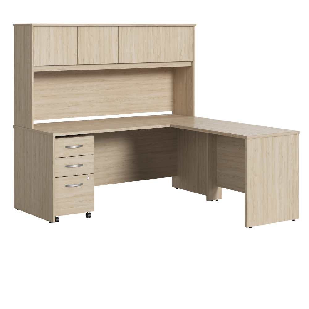 Shop Bush Business Furniture Studio C 72W x 30D L Shaped Desk with Hutch and Mobile File Cabinet, Image 01, STC006NESU, #color_natural elm