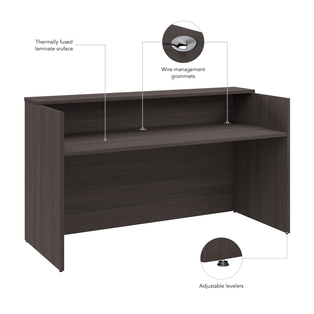 Shop Bush Business Furniture Arrive 72W x 30D Reception Desk with Shelf, Image 07, AVD172SGK, #color_storm gray