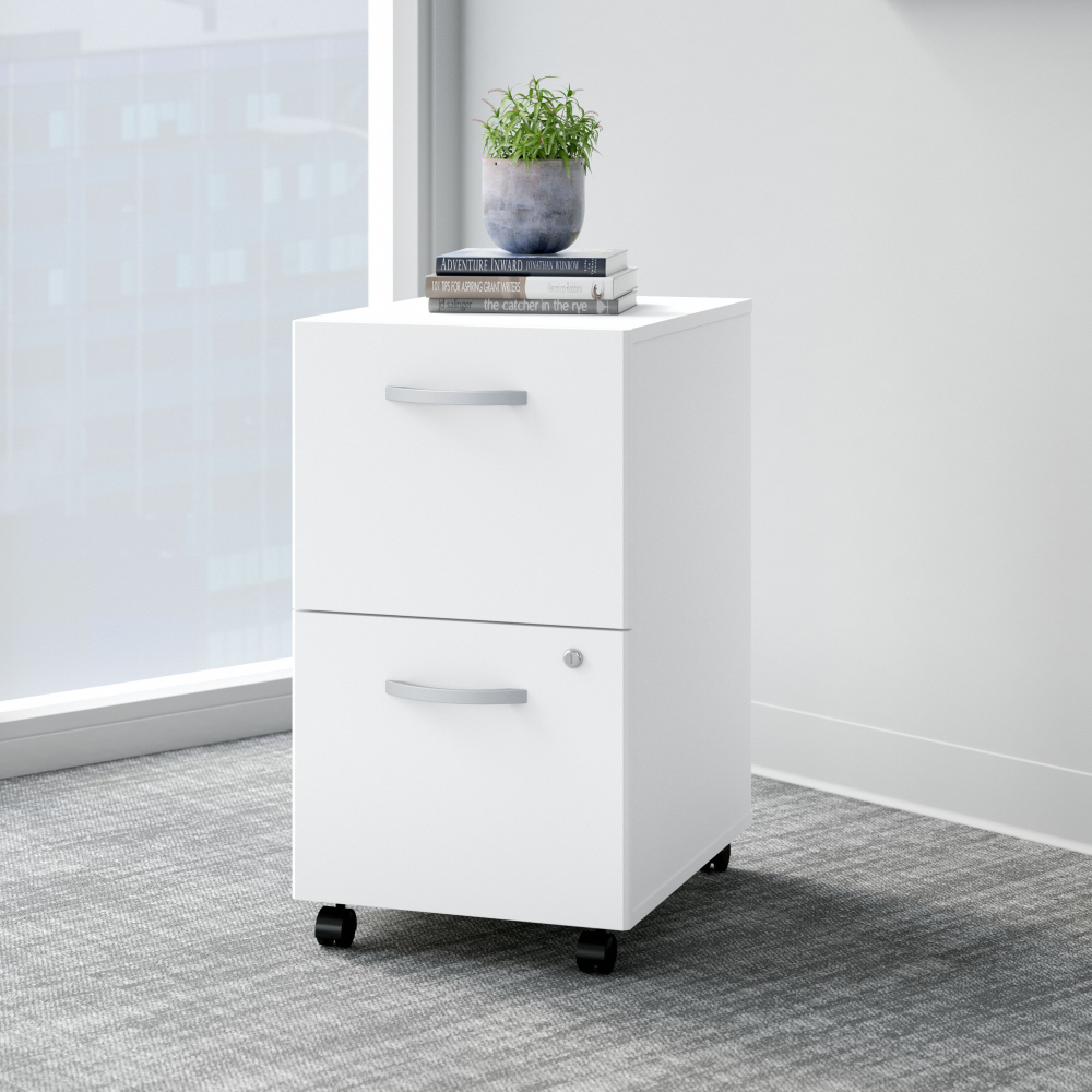 Shop Bush Business Furniture Easy Office 2 Drawer Mobile File Cabinet - Assembled, Image 02, EO108WHSU, #color_white