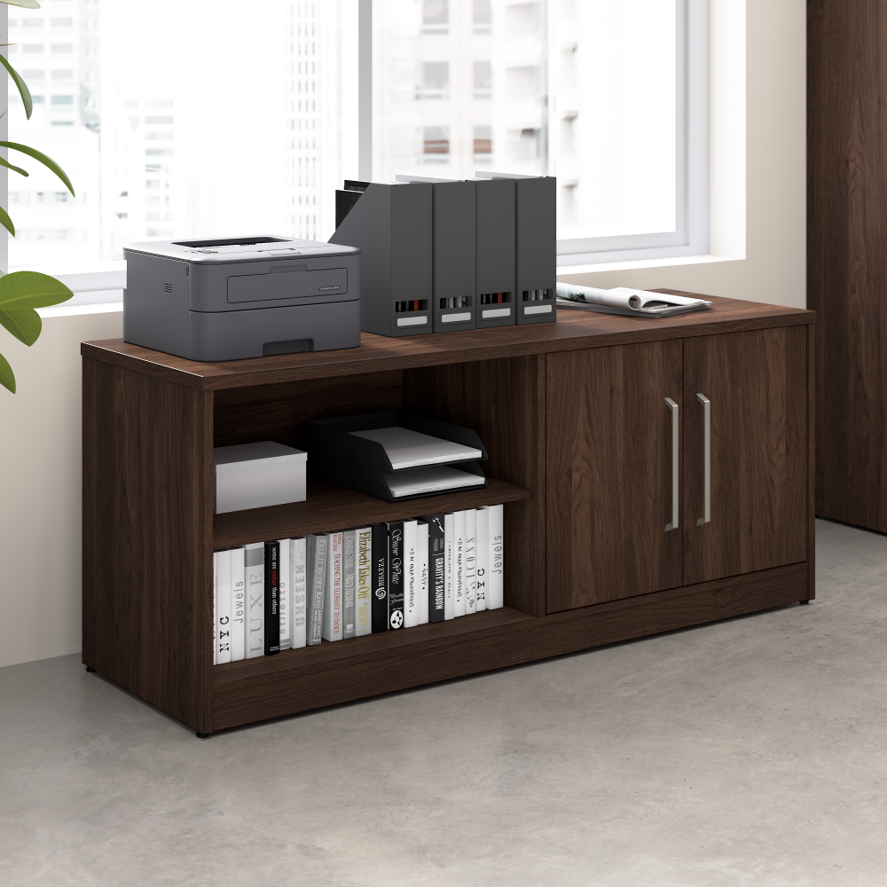 Shop Bush Business Furniture Vista Low Storage Cabinet with Doors and Shelves, Image 02, VSS160BW, #color_black walnut