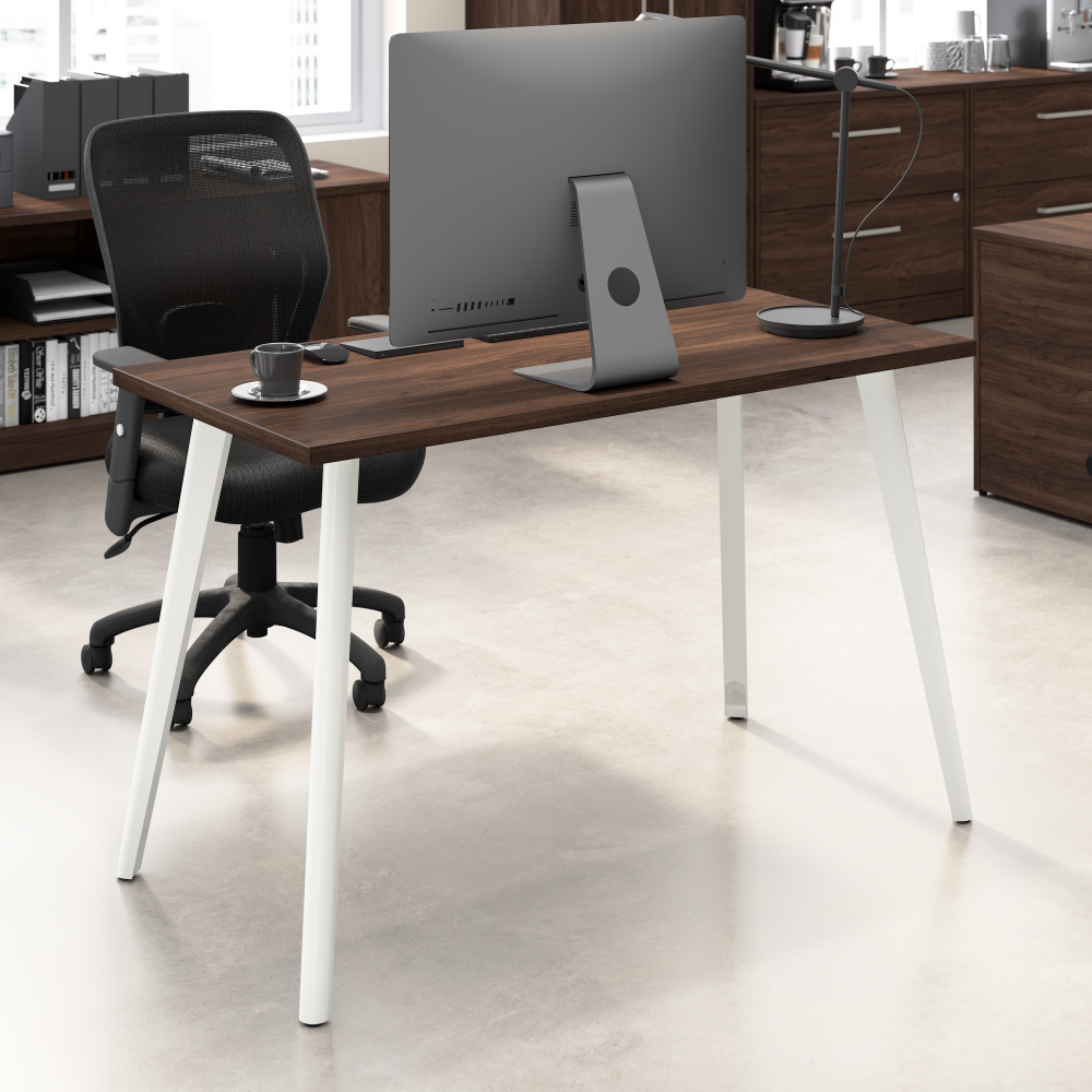 Shop Bush Business Furniture Vista 48W x 24D Computer Desk with Splayed Metal Legs, Image 02, VSD148BW, #color_black walnut