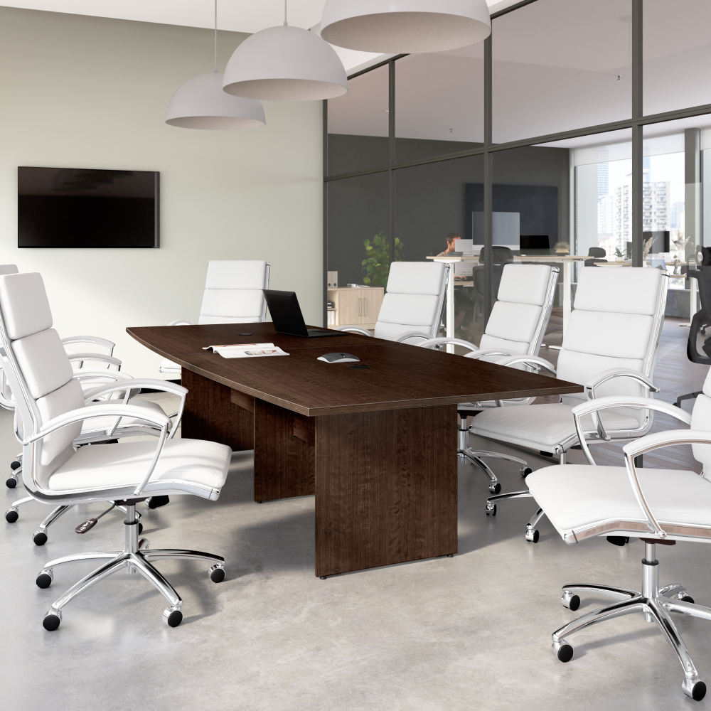 Shop Bush Business Furniture 120-inch Office Conference Table with Wood Base, Image 02, 99TB12048MRK, #color_mocha cherry