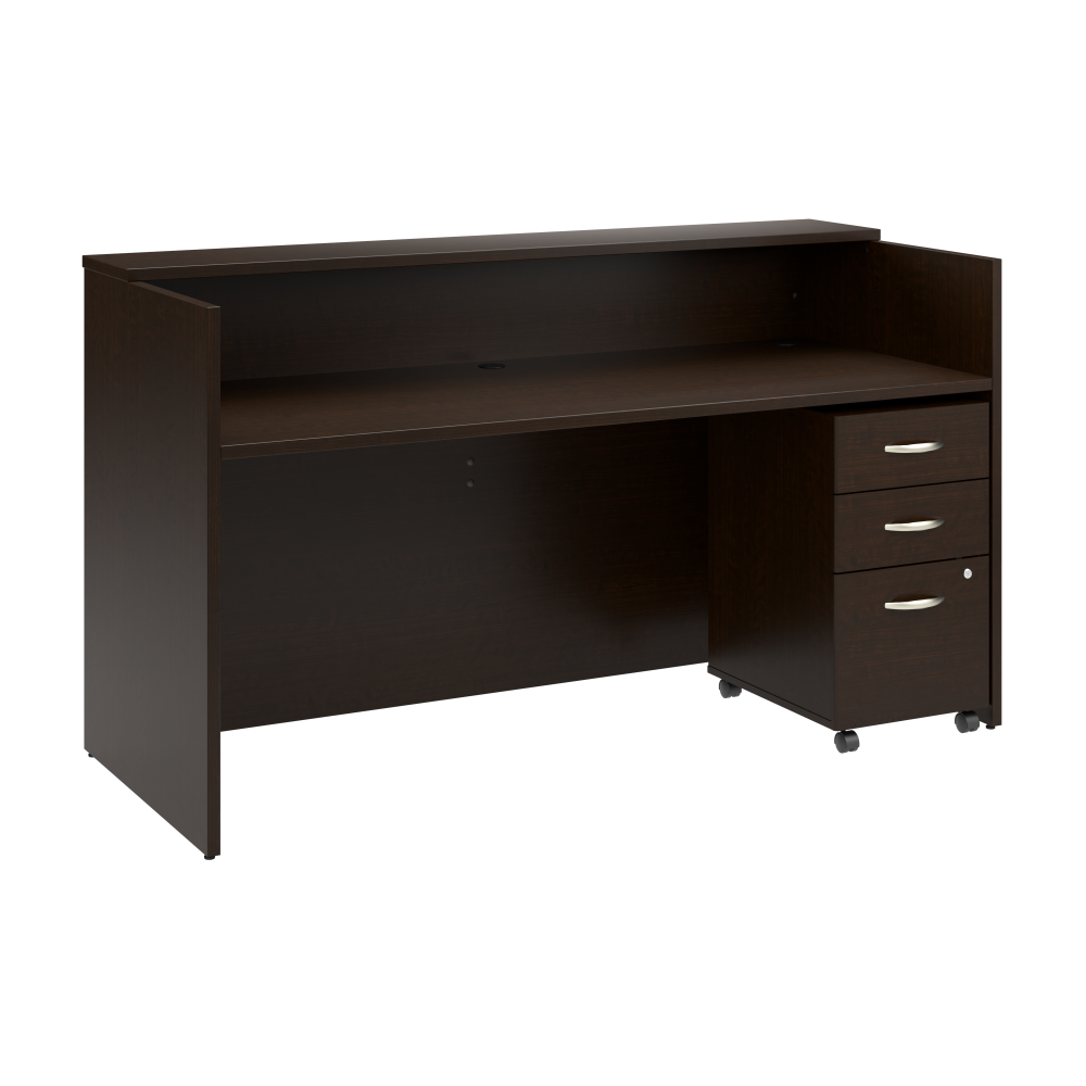 Shop Bush Business Furniture Arrive 72W x 30D Reception Desk with Shelf and Mobile File Cabinet, Image 01, ARV005MR, #color_mocha cherry