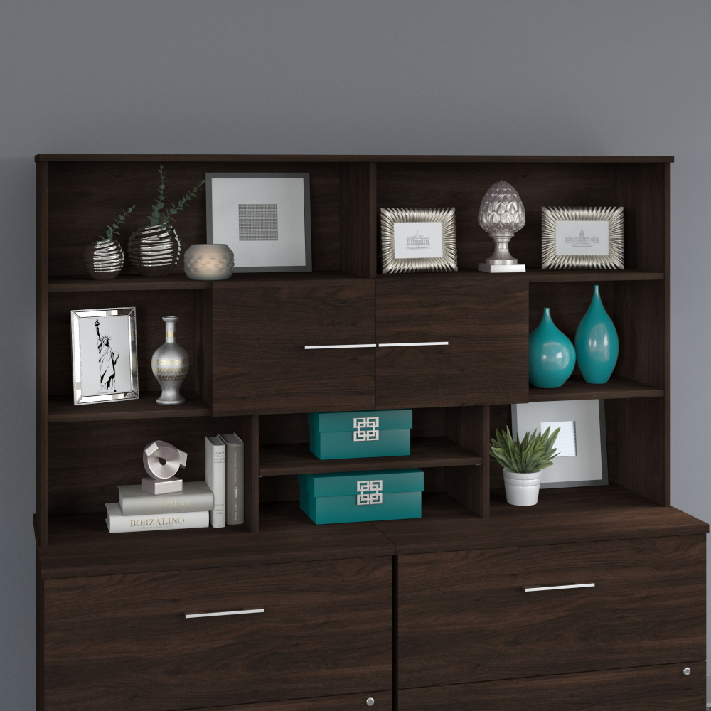 Shop Bush Business Furniture Office 500 72W Desk Hutch, Image 02, OFH172BWK, #color_black walnut