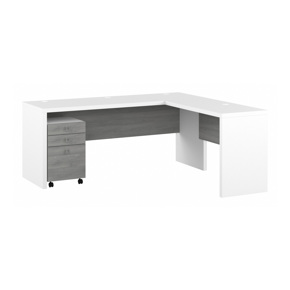 Shop Bush Business Furniture Echo 72W L Shaped Computer Desk with 3 Drawer Mobile File Cabinet, Image 01, ECH050WHMG, #color_pure white/modern gray