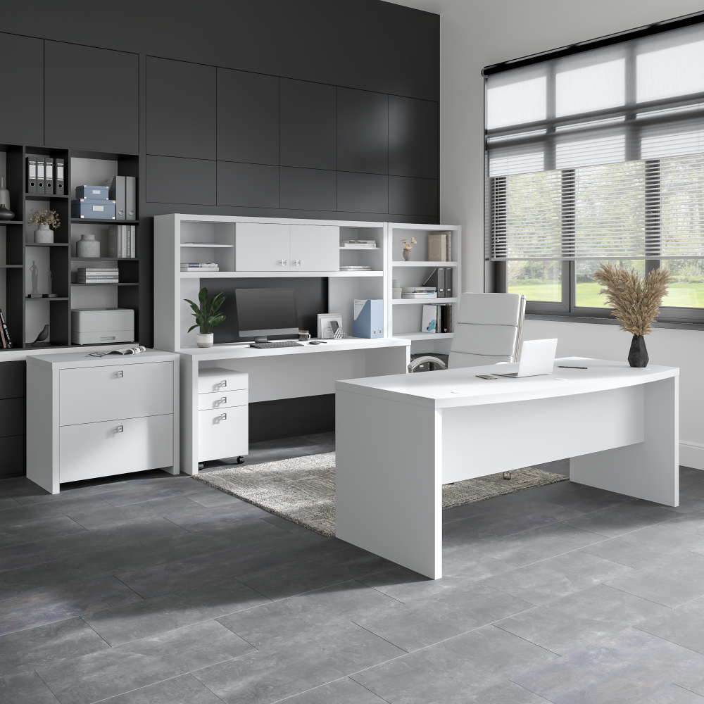 Shop Bush Business Furniture Echo 72W Bow Front Desk, Image 04, KI60109-03, #color_pure white