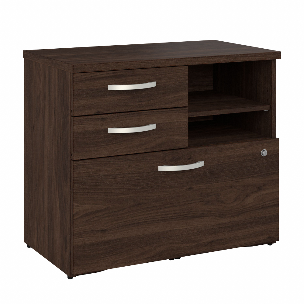 Shop Bush Business Furniture Studio C Office Storage Cabinet with Drawers and Shelves, Image 01, SCF130BWSU, #color_black walnut