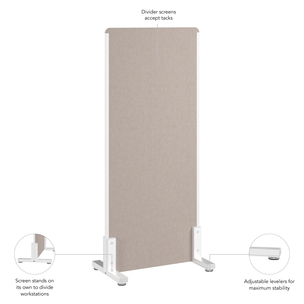 Shop Bush Business Furniture 24W x 55H Freestanding Privacy Screen, Image 05, PSP224WB-03, #color_warm beige