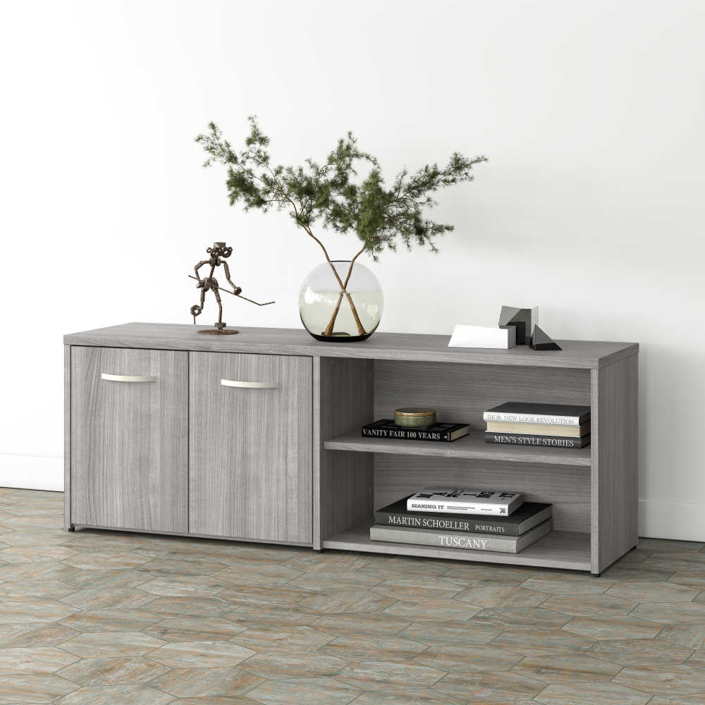 Shop Bush Business Furniture Studio A Low Storage Cabinet with Doors and Shelves, Image 02, SDS160PG-Z, #color_platinum gray