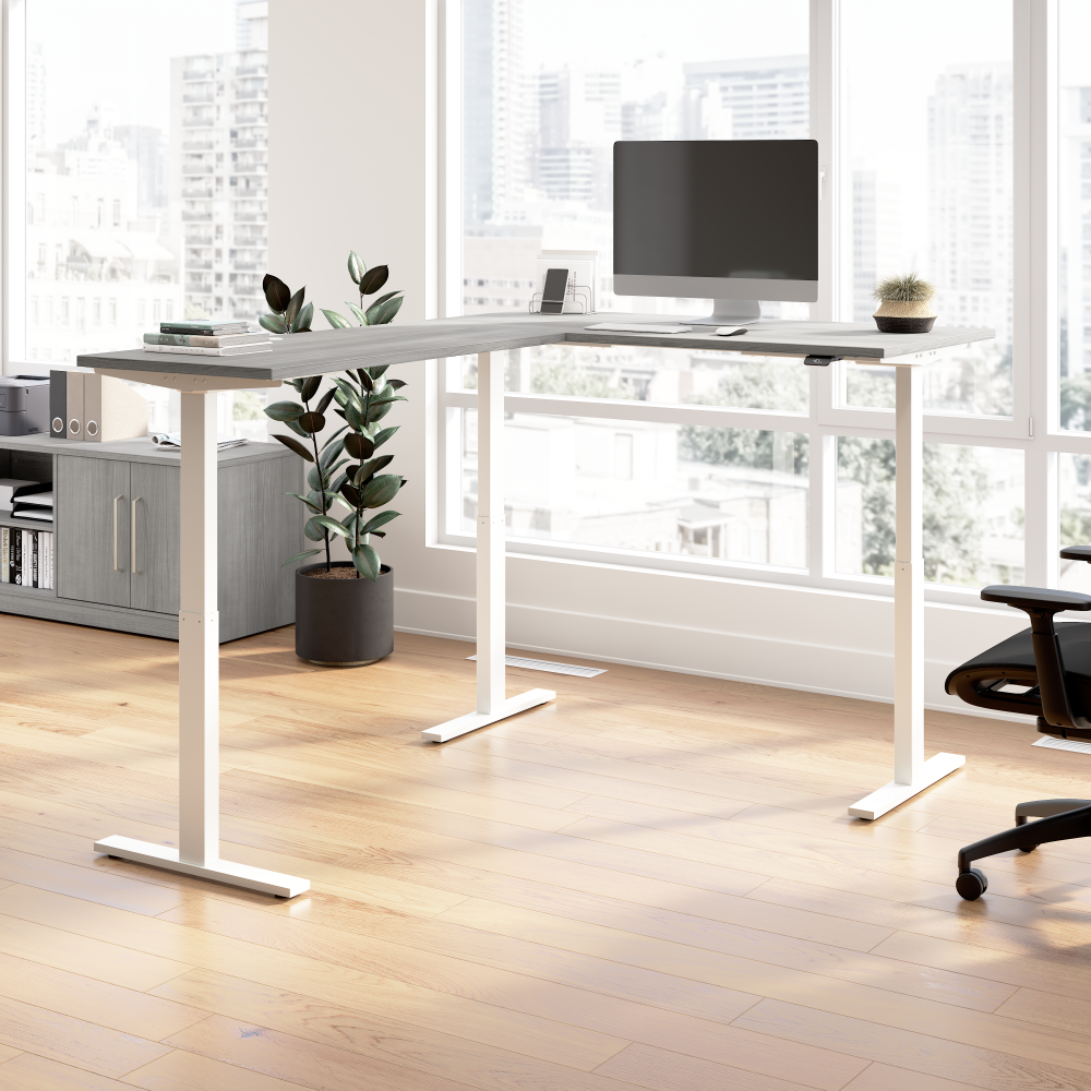 Shop Bush Business Furniture Move 60 Series 60W Height Adjustable L Shaped Standing Desk, Image 02, M6SL6078PGWK, #color_platinum gray/white powder coat