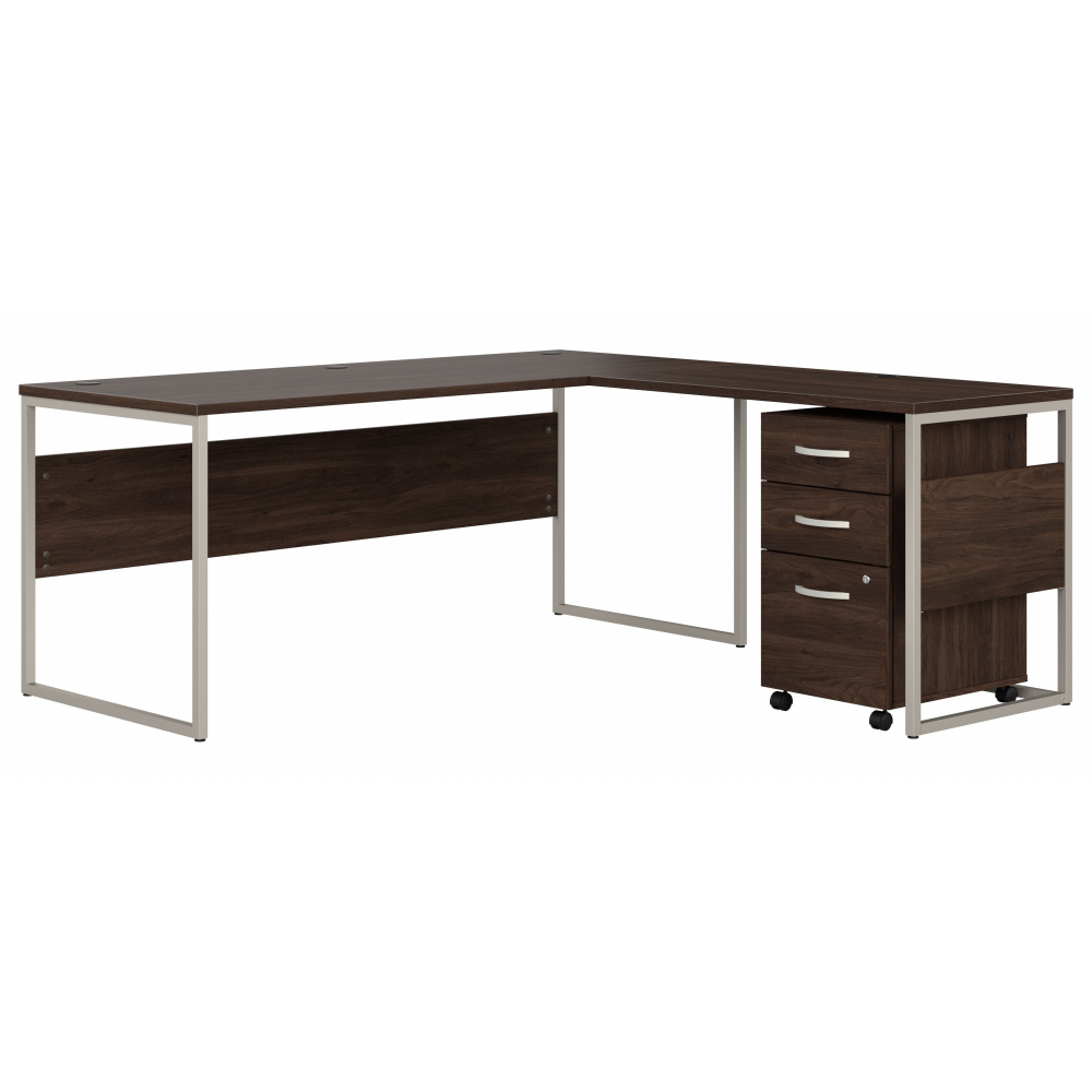 Shop Bush Business Furniture Hybrid 72W x 30D L Shaped Table Desk with Mobile File Cabinet, Image 01, HYB028BWSU, #color_black walnut