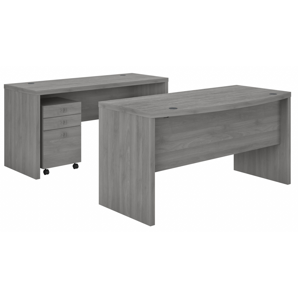 Shop Bush Business Furniture Echo Bow Front Desk and Credenza with Mobile File Cabinet, Image 01, ECH010MG, #color_modern gray