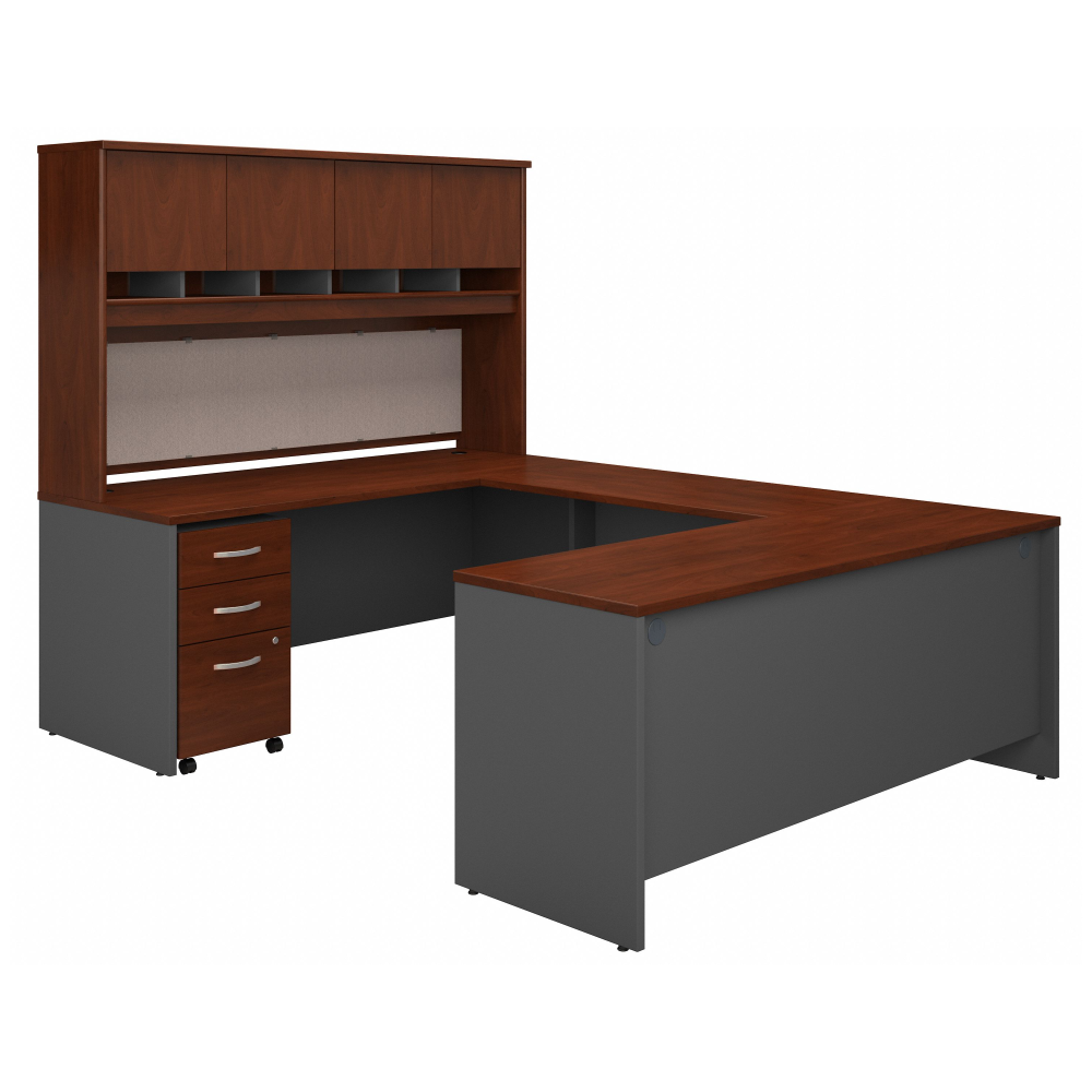 Shop Bush Business Furniture Series C 72W U Shaped Desk with Hutch and Storage, Image 01, SRC094HCSU, #color_hansen cherry/graphite gray