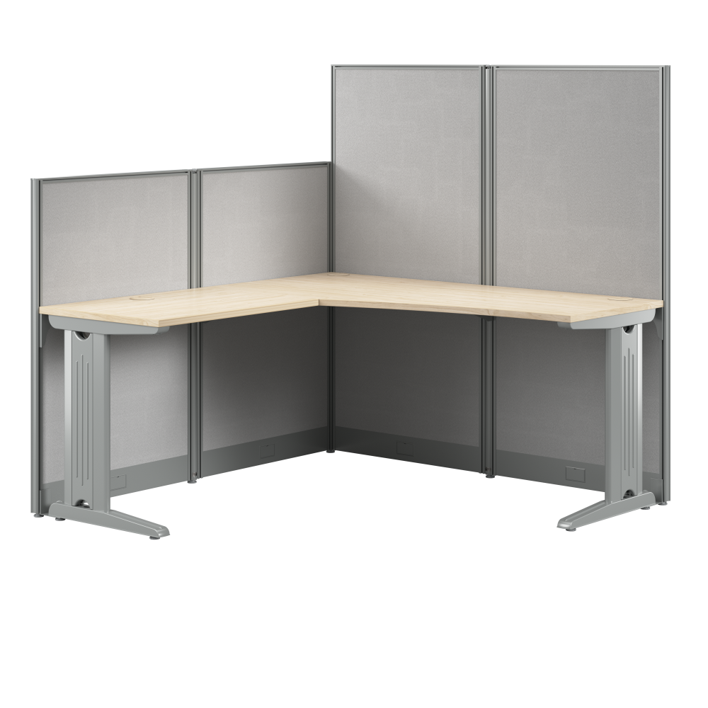Shop Bush Business Furniture Office in an Hour 65-inch L Shaped Cubicle Desk, Image 01, WC36594-03K, #color_natural elm