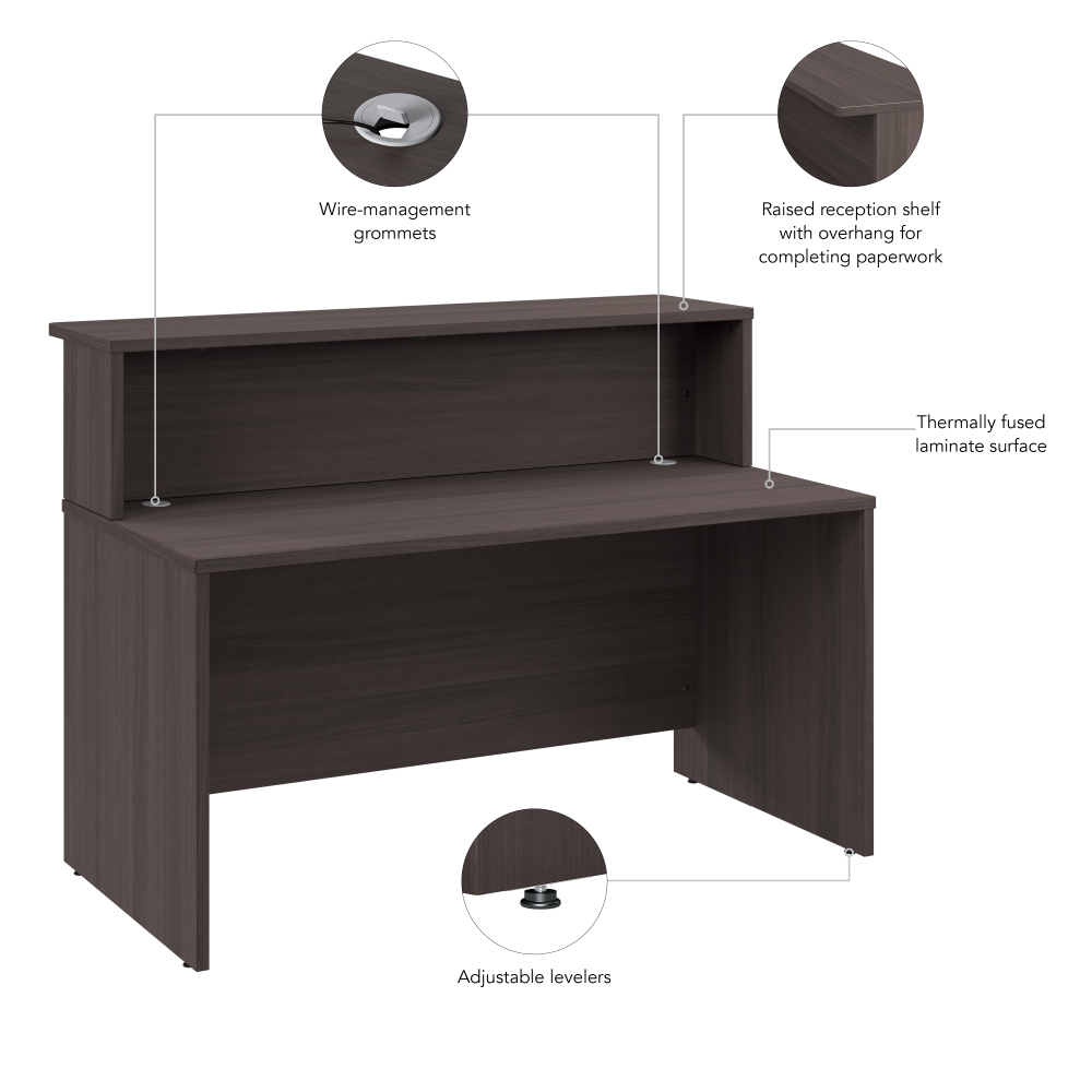 Shop Bush Business Furniture Arrive 60W x 30D Reception Desk with Shelf, Image 08, ARV001SG, #color_storm gray